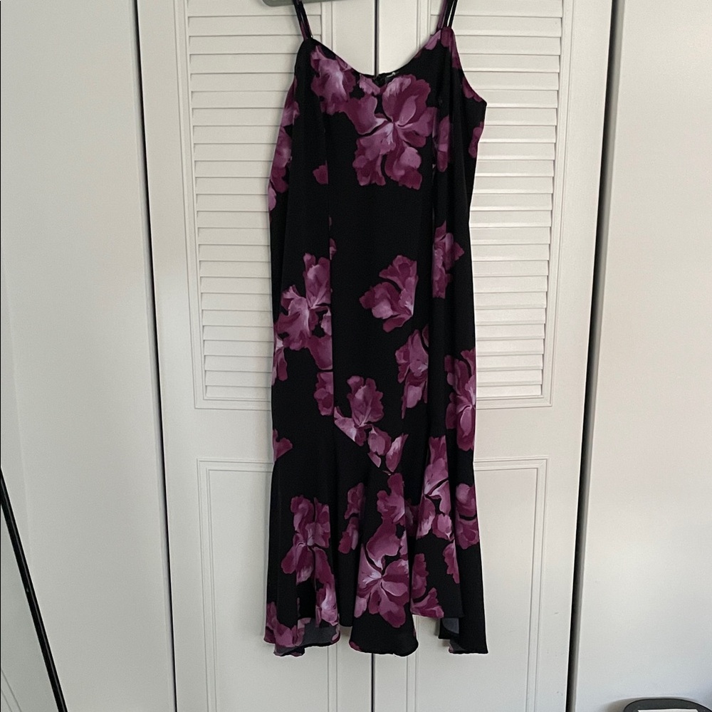 Ava & Viv Black Maxi Dress with Purple Floral Design